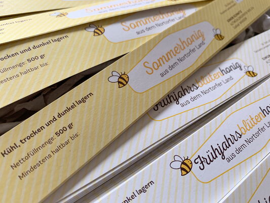 Honigglas-Etiketten für Sommerhonig und Frühjahrsblütenhonig