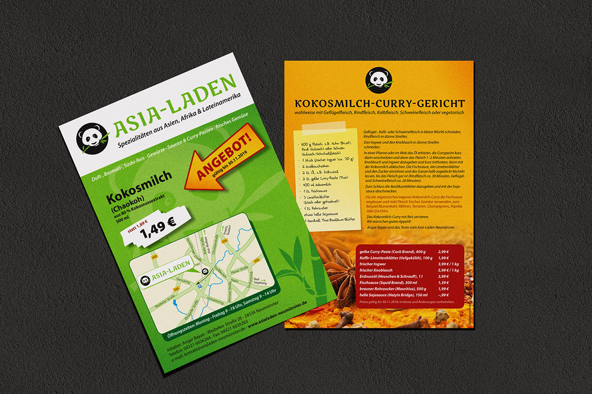 Logoentwicklung Gestaltung Von Visitenkarte Und Flyer Fur Den Asia Laden Neumunster Rot Stich Grafikdesign